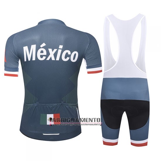 Abbigliamento Messico 2019 Manica Corta e Pantaloncino Con Bretelle Spento Blu - Clicca l'immagine per chiudere